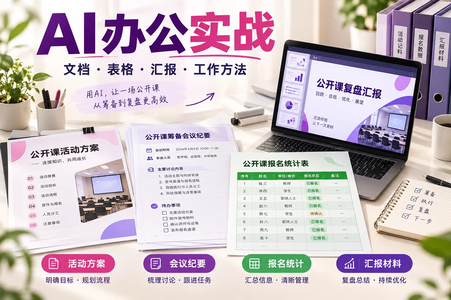 AI办公实战教学作品示意