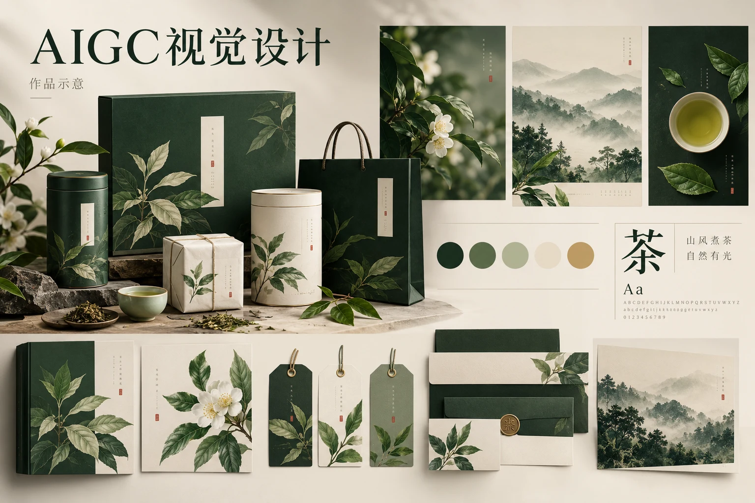 AIGC视觉设计作品示意，非真实学员成果